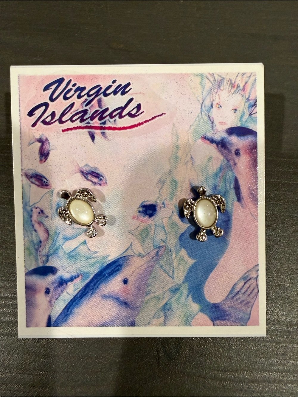 Turtle Stud Earrings - White Shell & Silver